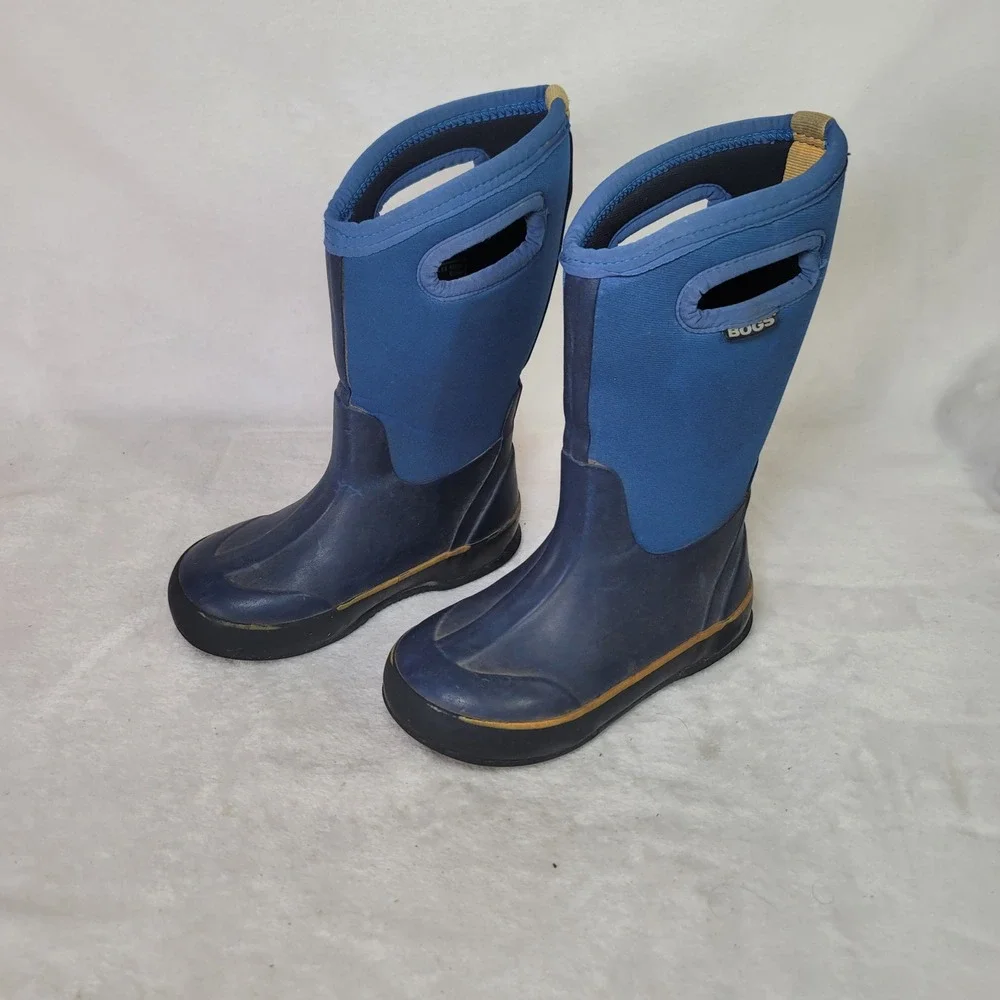 Bogs Kids Classic Waterproof Insulated Snow Boots Size 12 High Handles Blue